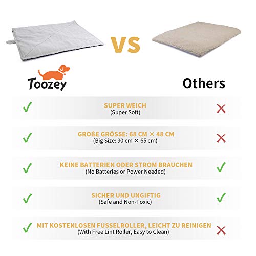 Toozey - Manta de calefacción para Gatos y Perros, tamaño 68 x 48 CM/90 x 65 CM/120 x 80 CM, Alfombrilla térmica para Mascotas, Manta para Gatos