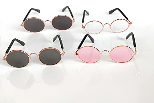 TopE Gafas de sol para mascotas, diseño de gato y gato, transparente, para fotos de mascotas, color dorado y blanco