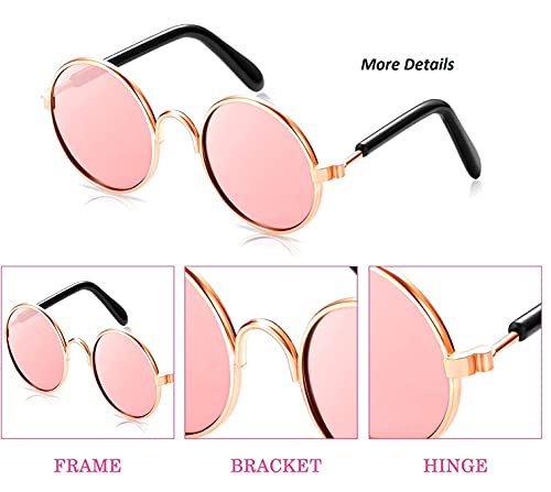 TopE Gafas de sol para mascotas, diseño de gato y gato, transparente, para fotos de mascotas, color dorado y blanco