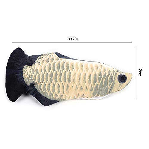 TOPmountain Juguete eléctrico de Peces Que se mueven, simulacro de Peluche realístico Que menea Peces, Gatos Que patean la Hierba gatera, Suministros interactivos de masticado para Gatitos
