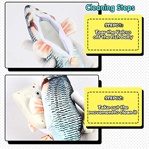 TOPmountain Juguete eléctrico de Peces Que se mueven, simulacro de Peluche realístico Que menea Peces, Gatos Que patean la Hierba gatera, Suministros interactivos de masticado para Gatitos