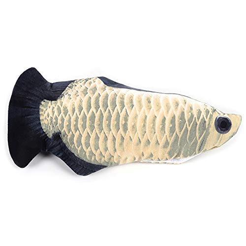 TOPmountain Juguete eléctrico de Peces Que se mueven, simulacro de Peluche realístico Que menea Peces, Gatos Que patean la Hierba gatera, Suministros interactivos de masticado para Gatitos