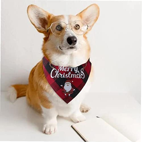 TOSSPER 2 Pcs Navidad Perro Pañuelo Clásico Celose Mascota Bufanda Triángulo Babero Feliz Navidad Santa Muñeco Nieve Impresión Mascota Pandana para Perro Gato Mascotas