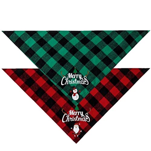 TOSSPER 2 Unids Navidad Perro Bandana Clásico Celose Mascota Bufanda Triángulo Babero Feliz Navidad Santa Snowman