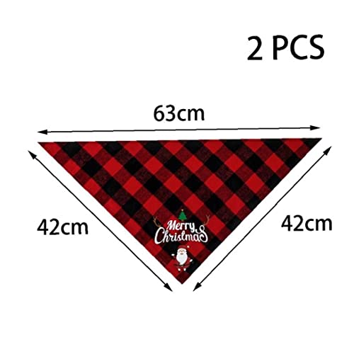 TOSSPER Navidad Perro Bandana 2pc Clásico Celose Mascota Bufanda Triángulo Babero Feliz Navidad Santa Muñeco Nieve Impresión Mascota Bandana para Perro Gato Mascotas