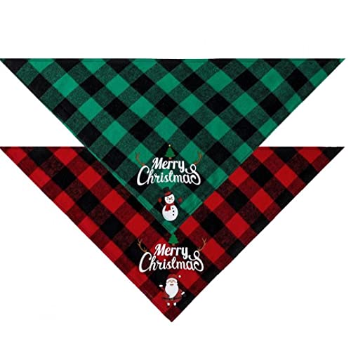 TOSSPER Navidad Perro Bandana 2pc Clásico Celose Mascota Bufanda Triángulo Babero Feliz Navidad Santa Muñeco Nieve Impresión Mascota Bandana para Perro Gato Mascotas