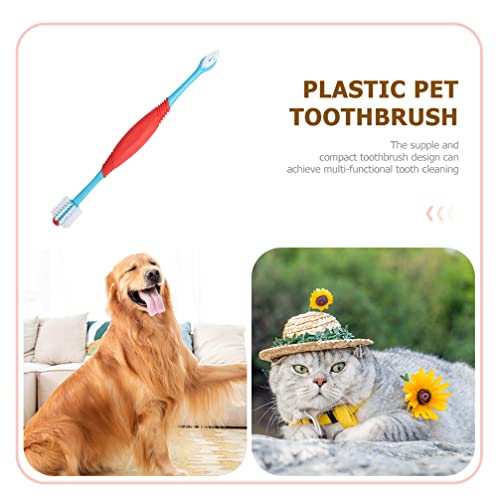 Toyvian 2 Unids Mascota Cepillo de Dientes de Doble Cepillo de Dientes Eliminando El Mal Aliento Tartar Limpieza Pet Dental Care Cat Limpieza Suministros Mascotas Azul