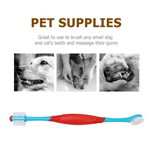 Toyvian 2 Unids Mascota Cepillo de Dientes de Doble Cepillo de Dientes Eliminando El Mal Aliento Tartar Limpieza Pet Dental Care Cat Limpieza Suministros Mascotas Azul