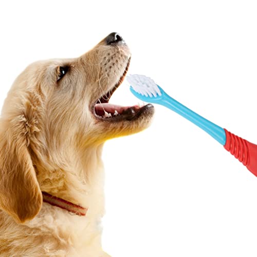 Toyvian 2 Unids Mascota Cepillo de Dientes de Doble Cepillo de Dientes Eliminando El Mal Aliento Tartar Limpieza Pet Dental Care Cat Limpieza Suministros Mascotas Azul