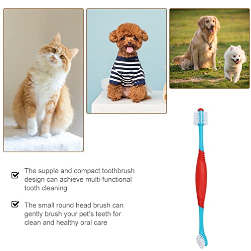 Toyvian 2 Unids Mascota Cepillo de Dientes de Doble Cepillo de Dientes Eliminando El Mal Aliento Tartar Limpieza Pet Dental Care Cat Limpieza Suministros Mascotas Azul