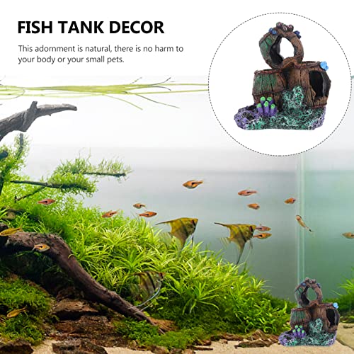 Toyvian Adornos de La Casa de Acuarios Resina House Betta Hideout Cave Fish Tank Betta Hiding Hut Shelter Ornament para Betta Rest Ocultar Play Breed