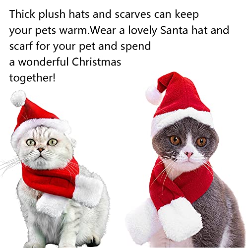 Traje De Navidad para Perros, Traje De Navidad Pet Sombrero Santa con Bufanda Ropa para Mascotas Cat Traje Conjunto Santa Hat Bufanda Regalo para Puppy Dog L