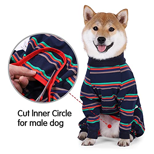 Traje de recuperación de cirugía de perro Onesie con piernas manga larga transpirable después de la cirugía pijama anti lick herida abdominalXS, azul