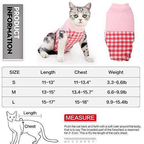 Traje De Recuperación De Gato para Heridas Abdominales O Enfermedades De La Piel, Alternativa De Collar Electrónico para Gatos Y Perros, Después De La Cirugía, Ropa para Mascotas,Rosado,M