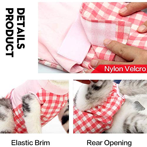 Traje De Recuperación De Gato para Heridas Abdominales O Enfermedades De La Piel, Alternativa De Collar Electrónico para Gatos Y Perros, Después De La Cirugía, Ropa para Mascotas,Rosado,M