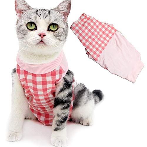 Traje De Recuperación De Gato para Heridas Abdominales O Enfermedades De La Piel, Alternativa De Collar Electrónico para Gatos Y Perros, Después De La Cirugía, Ropa para Mascotas,Rosado,M