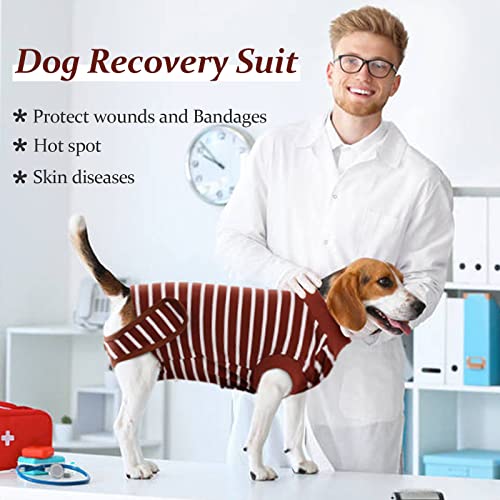 Traje de Recuperación para Perros Dog Recovery Suit, Traje de Protección para Heridas después de la Cirugía, Corsé de Recuperación Abdominal, Vendaje erfecto E-Collar Cone Alternative(Marrón, L)