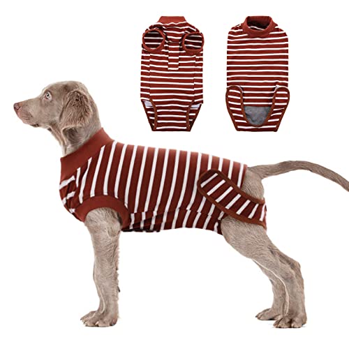 Traje de Recuperación para Perros Dog Recovery Suit, Traje de Protección para Heridas después de la Cirugía, Corsé de Recuperación Abdominal, Vendaje erfecto E-Collar Cone Alternative(Marrón, L)