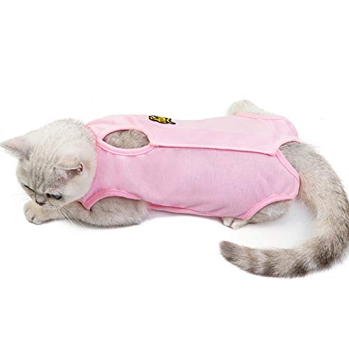 Traje De Recuperación Profesional De Gato para Heridas Abdominales O Enfermedades De La Piel, Protector De Heridas Abdominales, Alternativa De Collar E para Gato, Ropa De Mascotas,Rosado,M