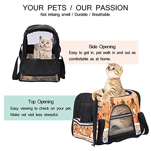 Transportador de mascotas Antiguo Egipto Escena suave Transportadores de viaje de mascotas para gatos, perros cachorros comodidad portátil plegable bolsa de mascotas aprobada por la aerolínea