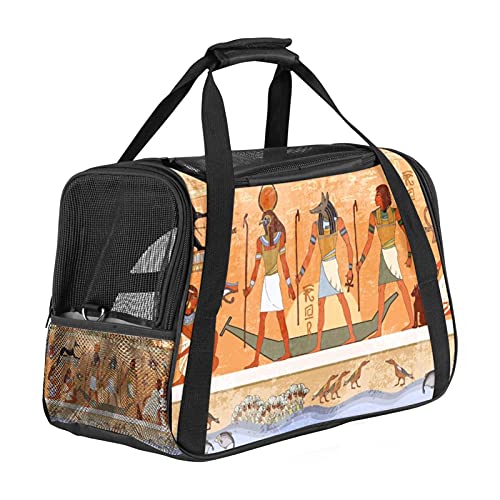 Transportador de mascotas Antiguo Egipto Escena suave Transportadores de viaje de mascotas para gatos, perros cachorros comodidad portátil plegable bolsa de mascotas aprobada por la aerolínea