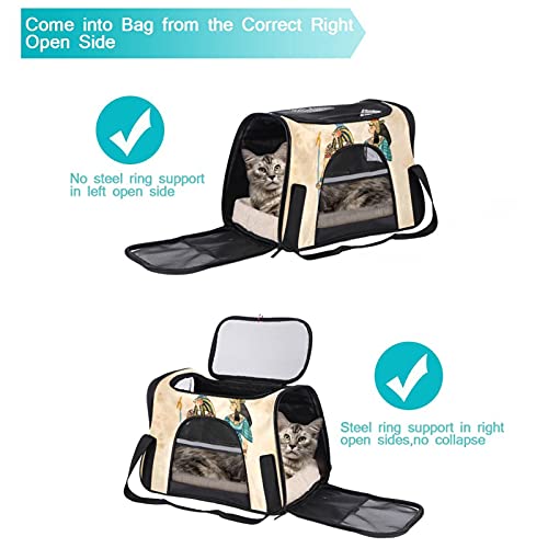 Transportador de mascotas Antiguo Egipto Transportistas de viaje de mascotas de cara suave para gatos, perros cachorros comodidad portátil plegable bolsa de mascotas aprobada por aerolíneas