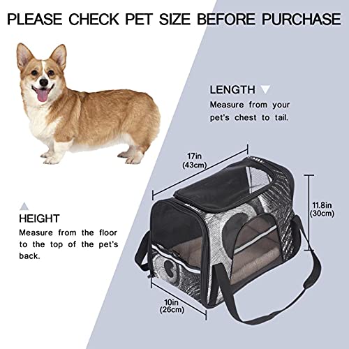 Transportador de mascotas Peacock Quill Transportadores de viaje de mascotas de cara suave para gatos, perros, perrito, cómodo, portátil, plegable, bolsa para mascotas aprobada por aerolíneas