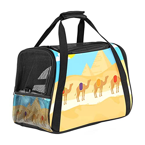 Transportador de mascotas pirámide egipcia camello suave para mascotas transportadores de viaje para gatos, perros y cachorros cómodos bolsa plegable portátil aprobada por aerolíneas