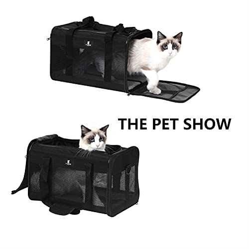 Transportín de Viaje para Mascotas X-Zone Aprobado por aerolíneas para Perros y Gatos, Color Negro