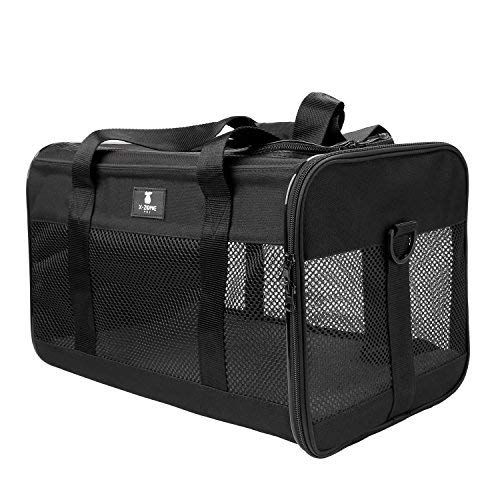 Transportín de Viaje para Mascotas X-Zone Aprobado por aerolíneas para Perros y Gatos, Color Negro