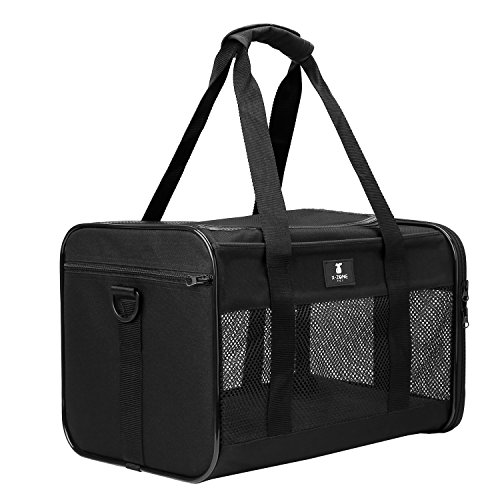 Transportín de Viaje para Mascotas X-Zone Aprobado por aerolíneas para Perros y Gatos, Color Negro