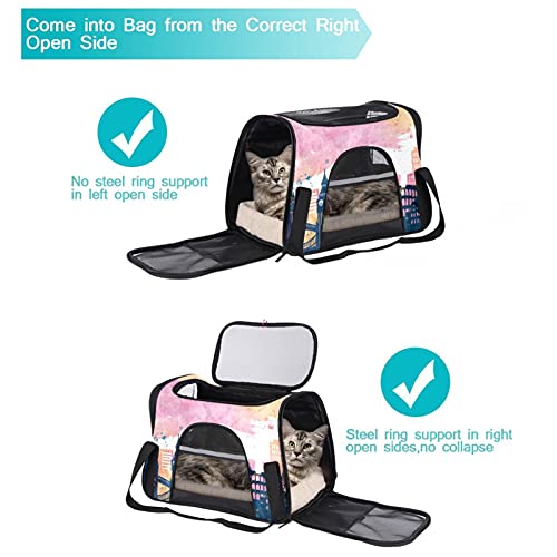 Transportín Perro Gato Edificio de Londres Bolsa de Transporte Plegable para Mascotas Perro y Gato con Correa de Hombro Ajustable 43x26x30 cm