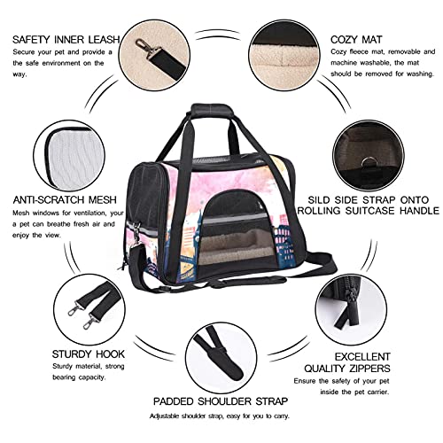 Transportín Perro Gato Edificio de Londres Bolsa de Transporte Plegable para Mascotas Perro y Gato con Correa de Hombro Ajustable 43x26x30 cm