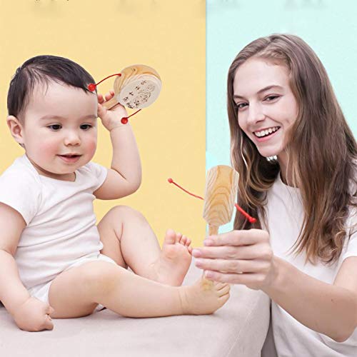 Triamisus Sonajero de Madera Tambor Bebé Niños Niño Sonajero de Madera Instrumento de Tambor Juguete Musical Infantil Estilos Chinos para Relajarse Liberar estrés Promover - Madera