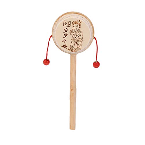 Triamisus Sonajero de Madera Tambor Bebé Niños Niño Sonajero de Madera Instrumento de Tambor Juguete Musical Infantil Estilos Chinos para Relajarse Liberar estrés Promover - Madera