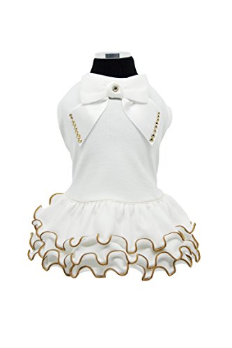 Trilly tutti Brilli Ginko - Vestido para Perro, Talla pequeña/Mediana, Color Blanco