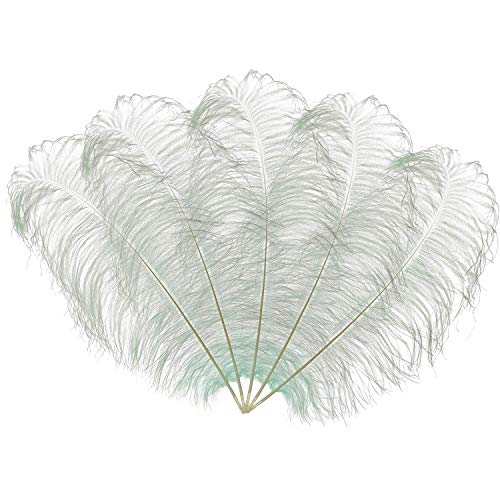 Trimming Shop Plumas de avestruz reales plateadas (paquete de 5), espadas Showgirl – para decorar disfraces, tocados, bodas y fiestas – Jugar con mascotas y plumas de caballo, 50 cm – 60 cm