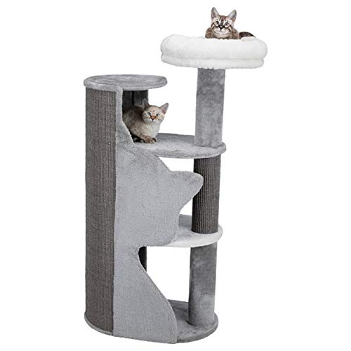 Trixie Abele - Árbol rascador con silueta de gato, color gris, blanco y gris oscuro, 56 x 38 x 120 cm