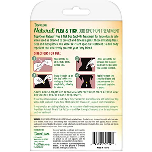TROPICLEAN Tratamiento Natural Spot-On para Pulgas Y Garrapatas Perros Grandes De Más De 34 Kilos. 500 g