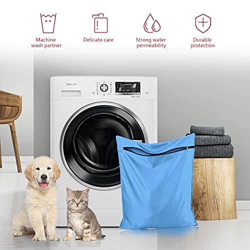 TsunNee Bolsa de lavandería para mascotas, bolsa de lavado para mascotas, bolsa de lavado para perros y gatos para toallas, mantas juguetes, gris azul