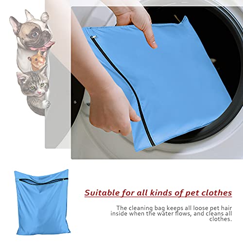 TsunNee Bolsa de lavandería para mascotas, bolsa de lavado para mascotas, bolsa de lavado para perros y gatos para toallas, mantas juguetes, gris azul