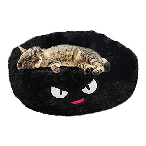 TTinah Cama De Gatos Cama Cama para Perros PequeñOs Cama Antiestres Gato Esponjoso Cama De Perros For Mascotas PequeñAs Y Medianas Aliviar La Ansiedad Black,Small