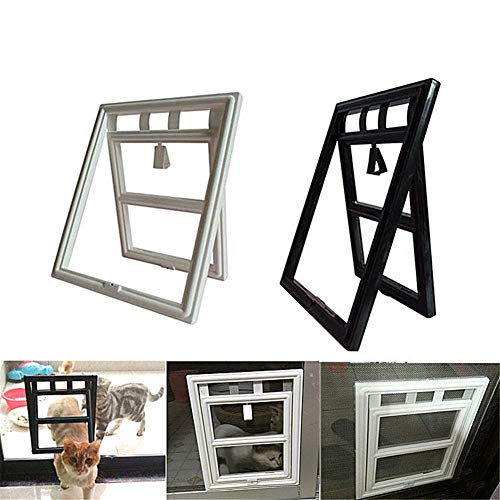 TTinah Gatera Gateras para Gatos Aleta de Gato con túnel Inteligente Cat Flap Perro Aleta de Puerta Solapas de Gato para Puertas de Madera Puerta de Gato White,20