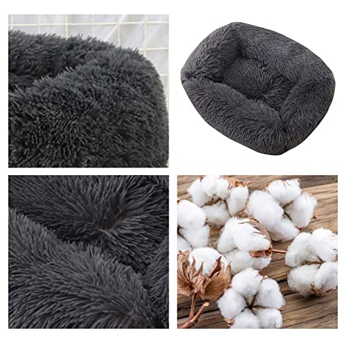 TUAKIMCE Cama cuadrada para perros, cama prémium para mascotas para perros grandes y extragrandes para gatos o perros grandes, sofá de peluche suave, cesta para perros, lavable (gris oscuro, L)