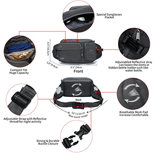 TUDEQU 4-IN-1 Hands Free Dog Zero Shock Absorbing Bungee Leash with a Multifunctional Waist Bag, 5.8FT/178cm Leash with Car Seat Belt Buckle and Reflective Threading