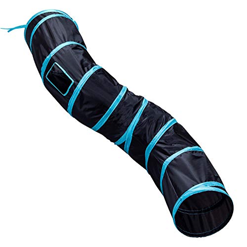 Túnel de Gato, Túnel Gato en Forma de S Plegable Tubo Juguete para Gatos con Pompón para Conejos, Gatos y Perros, Interiores y Exteriores