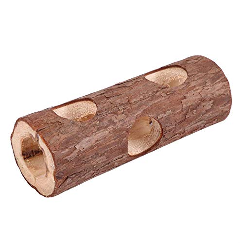 Túnel de hámster de madera, juguete para masticar tubo de ejercicio de animal doméstico pequeño para hurón de conejo Hámster Conejillo de Indias(S)