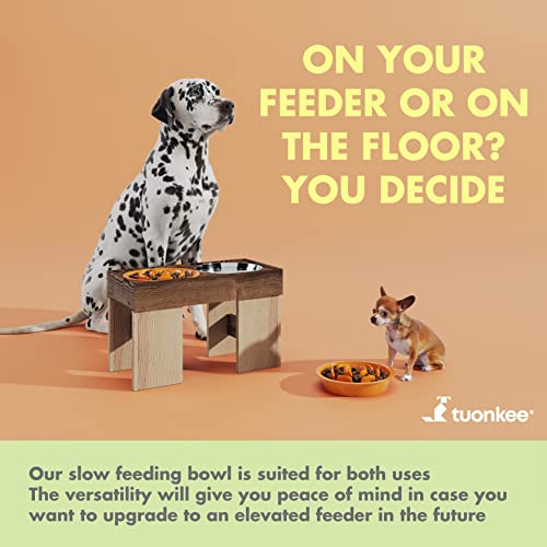 Tuonkee Comedero para Perros Anti-Voracidad con Ventosa, Cuencos para Perros, dispensador de Alimentos para Comer Lento, Piso Antideslizante con Ventosa Duradera (Naranja)