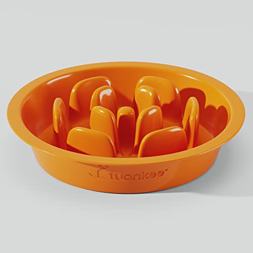 Tuonkee Comedero para Perros Anti-Voracidad con Ventosa, Cuencos para Perros, dispensador de Alimentos para Comer Lento, Piso Antideslizante con Ventosa Duradera (Naranja)