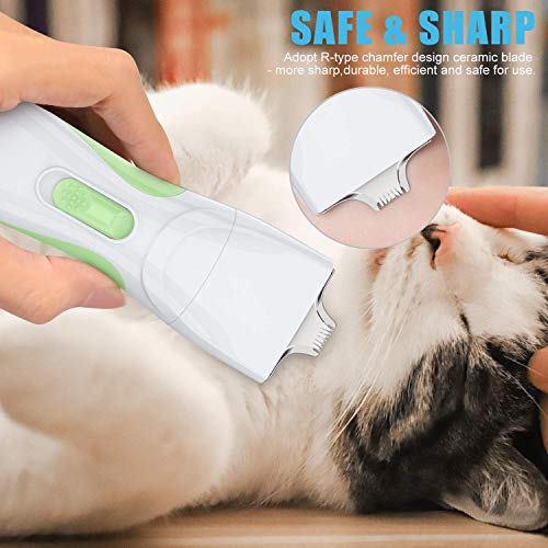 TURN RAISE - Cortapelos para Perros y Gatos, Lavables, de bajo Ruido, Recargable, eléctrico, silencioso, con Hoja de cerámica Desmontable para Perros y Gatos, Ojos, Cara, Orejas y Pata